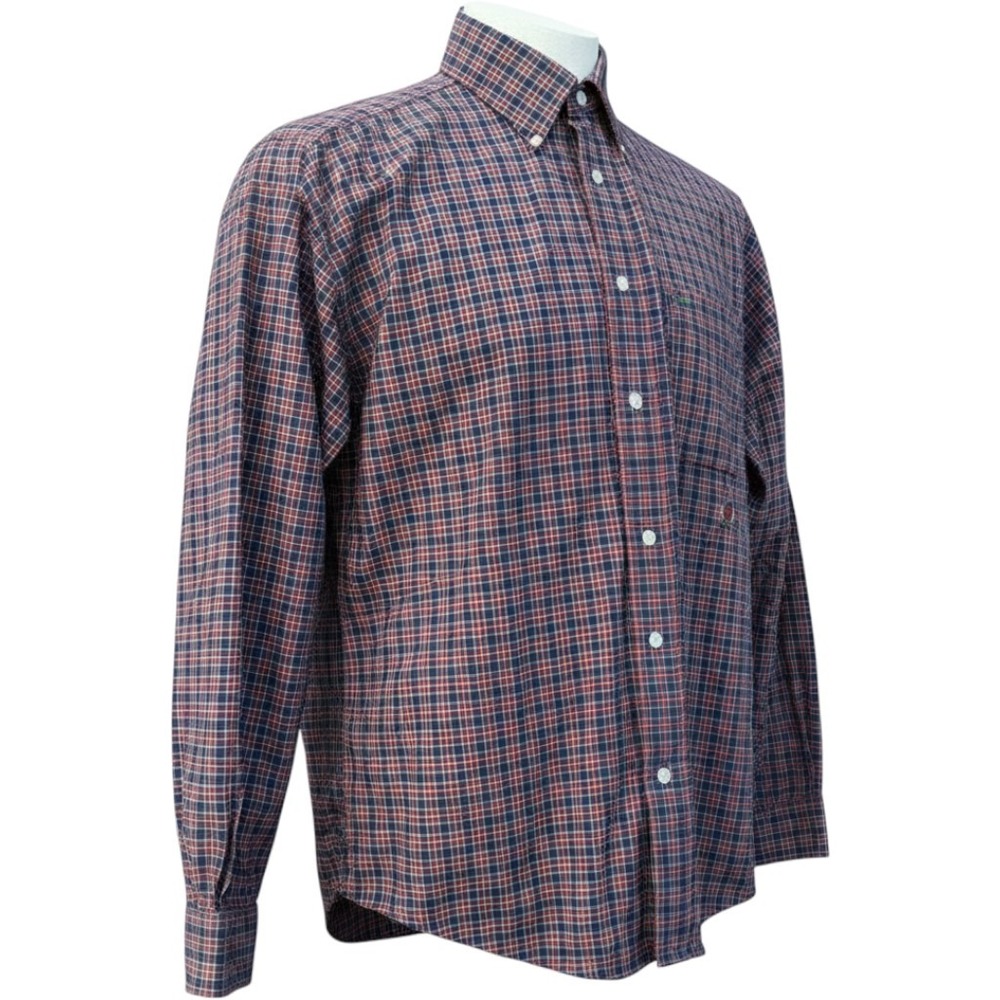 Vintage Tommy Hilfiger Plaid Shirt Mens XL Navy Red‎ Cotton Crest Preppy 90s